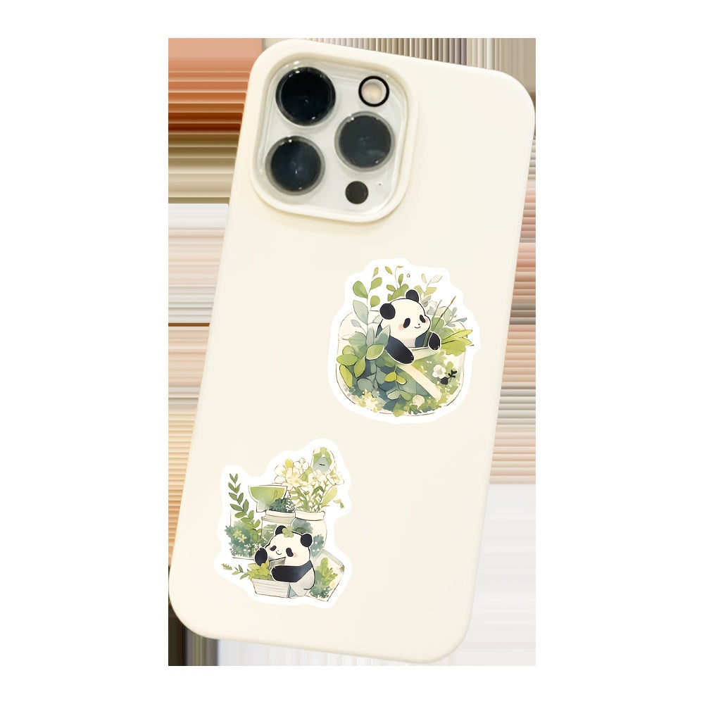 64pcs Pandas Stacking Cartoon Stickers, PVC Waterproof Game Stickers
