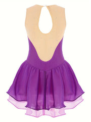 Girls Sleeveless Dance Skating Dress Comfortable