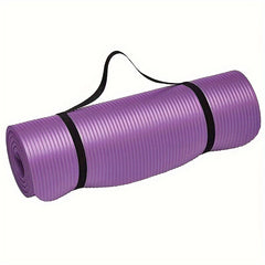 Solid Striped Yoga Mat Non Slip Thicken Fitness Mat With Carrying Strap