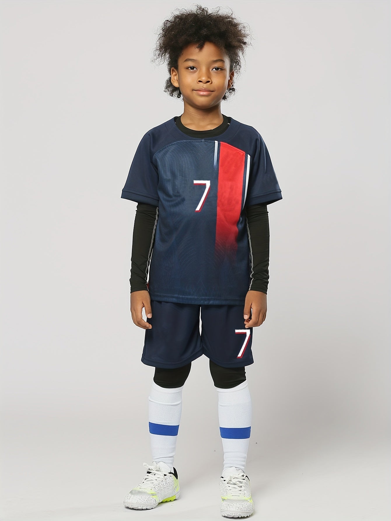 Quick Dry Kids Football Jersey & Shorts Set For Training - Striped Design