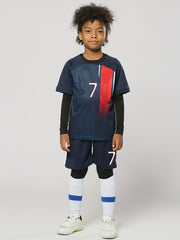 Quick Dry Kids Football Jersey & Shorts Set For Training - Striped Design