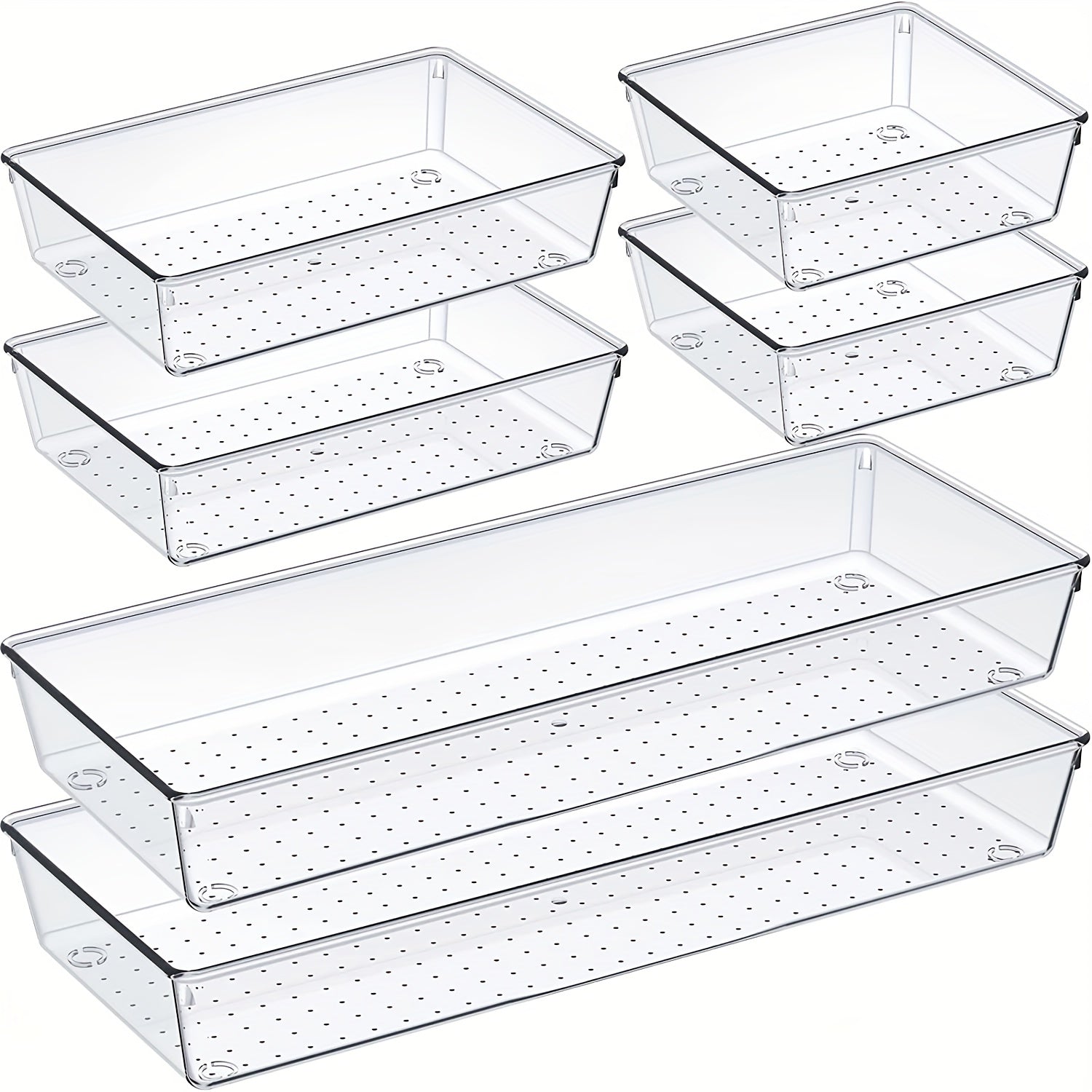 6pcs Plastic Drawer Organizer Set for Cosmetics Storage in Bathroom