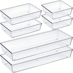6pcs Plastic Drawer Organizer Set for Cosmetics Storage in Bathroom