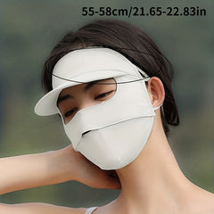 UV Protection Sunshade Mask With Brim Solid Ice Silk Face Covering Balaclava