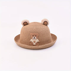 Bear Straw Hat Sun Protection for Outdoor Traveling Beach Party Boys Girls