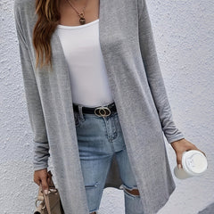 Casual Cardigan Women's Solid Long Sleeve Open Front
