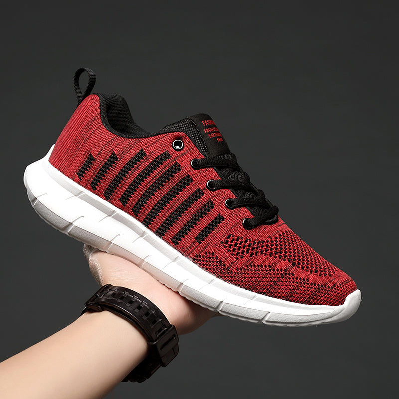 Men's Red Mesh Casual Sneakers Lace Up