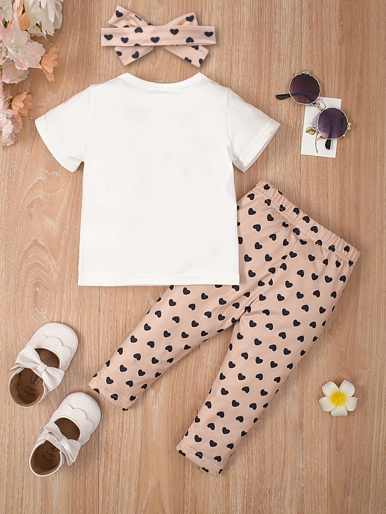 3pcs Baby Girls Cat Bowknot T shirt & Pants Set with Headband