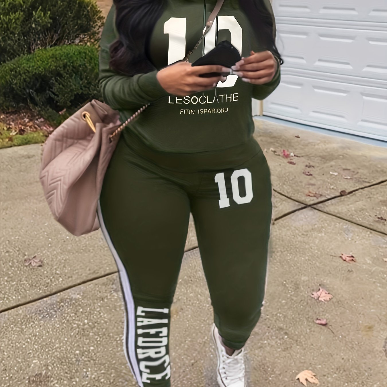 Casual Outfits Set Women's Plus Number Letter Print