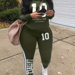 Casual Outfits Set Women's Plus Number Letter Print