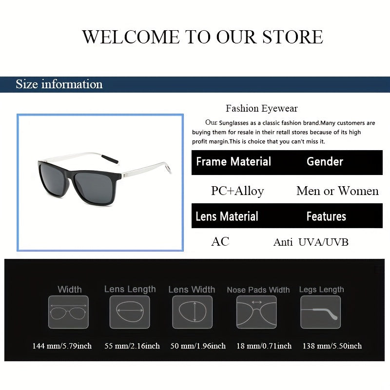 Men's Polarized Square Sunglasses UV400 High AC Alloy Eyewear
