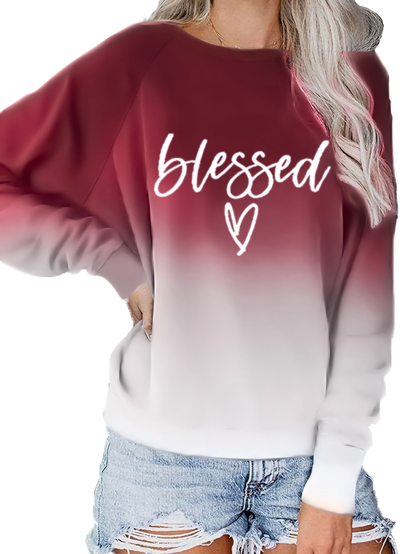 Letter Graphic Tie Dye Sweatshirt Crew Neck Pullover Tops