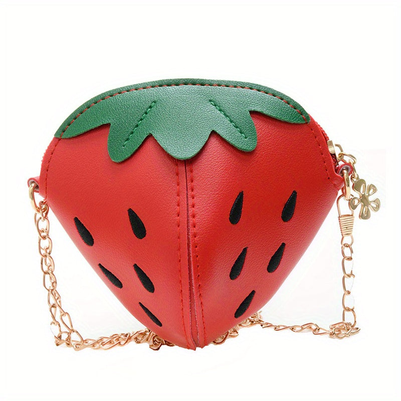 Girls Cartoon Strawberry Shaped Bag Messenger Mini Coin Purse Decorative