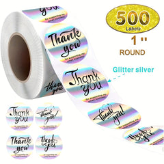 500 Pcs Rainbow Laser Thank You Stickers 2.54 cm Seal Label Packaging Supplies