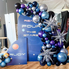 98pc Silvery Balloon Arch Set Navy Silver Birthday Baby Shower Boy Wed