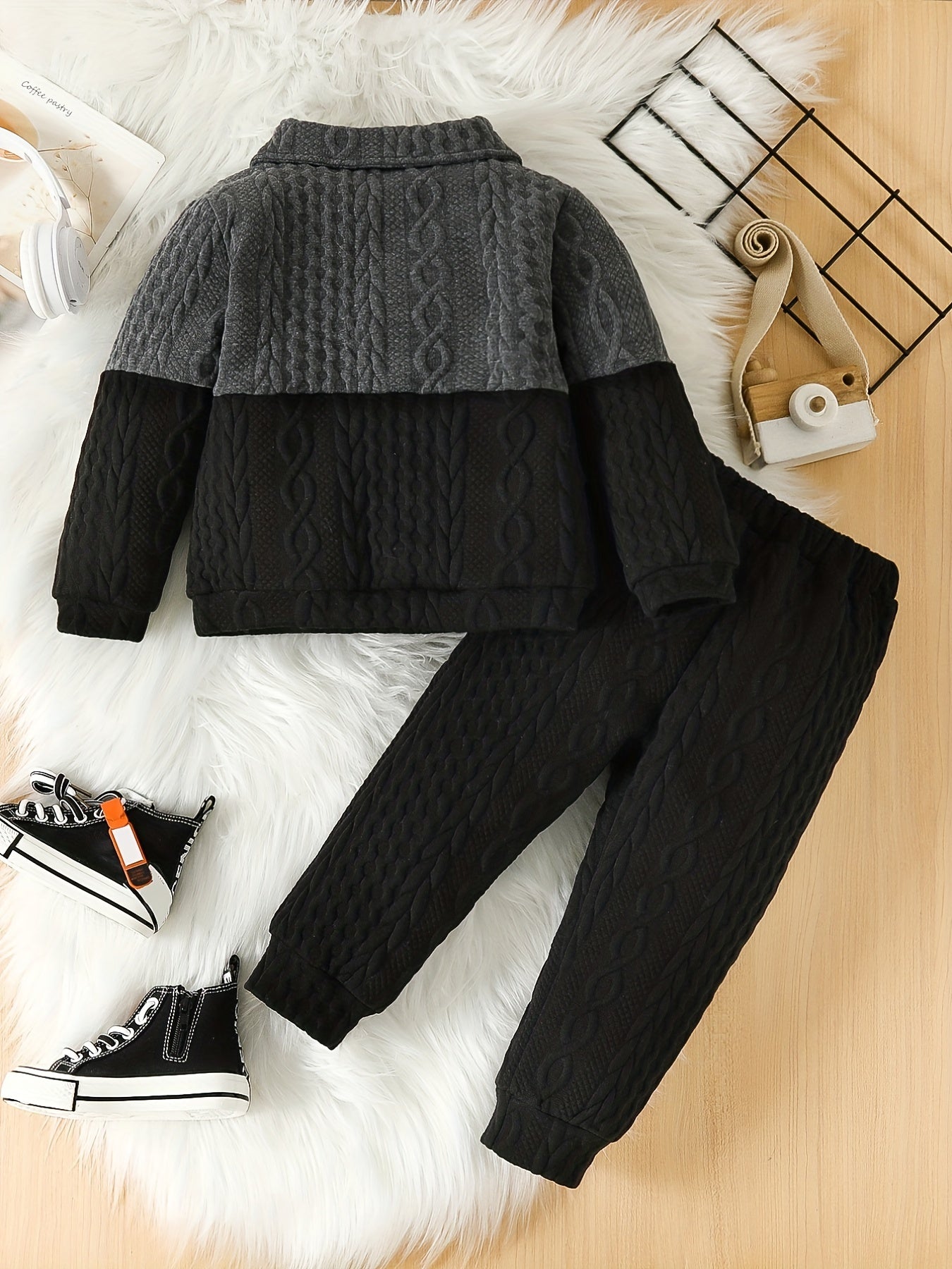 Boys Block Sweater & Sweatpants Set for Kids