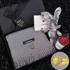 Men's 4pcs Set with Bag, Scarf, Brooch, Plush Toy & Suit Accessories