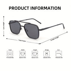 Men's Hip Hop Retro Sunglasses Double Beam Square Frame 100 UV Protection