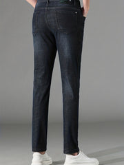Men's Classic Straight Denim Jeans with Pockets