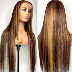 27 Colored Straight Hair Wigs 13x4 Lace Front Human Hair Ombre Lace Frontal Wigs