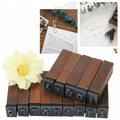 70pcs Alphabet Letter Number Wood Rubber Stamps Set With Box