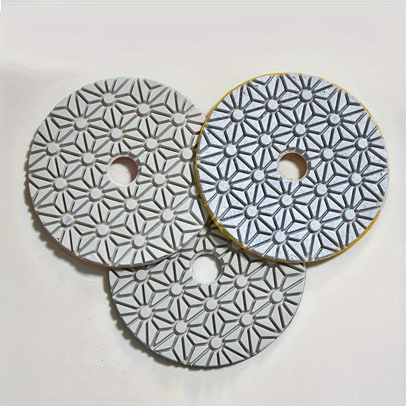 3pcs Wet & Dry Polishing Pads Stone Marble Tile, Flexible