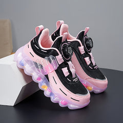 Girl's Rotating Buckle Chunky Shoes, Non Slip Sneakers for Kids
