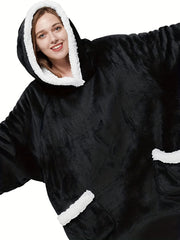Hooded Fleece Blanket Robe Women's Long Sleeve Flannel Loungewear
