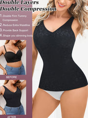 Lace Shaping Cami Tops V Neck Tummy Control Top