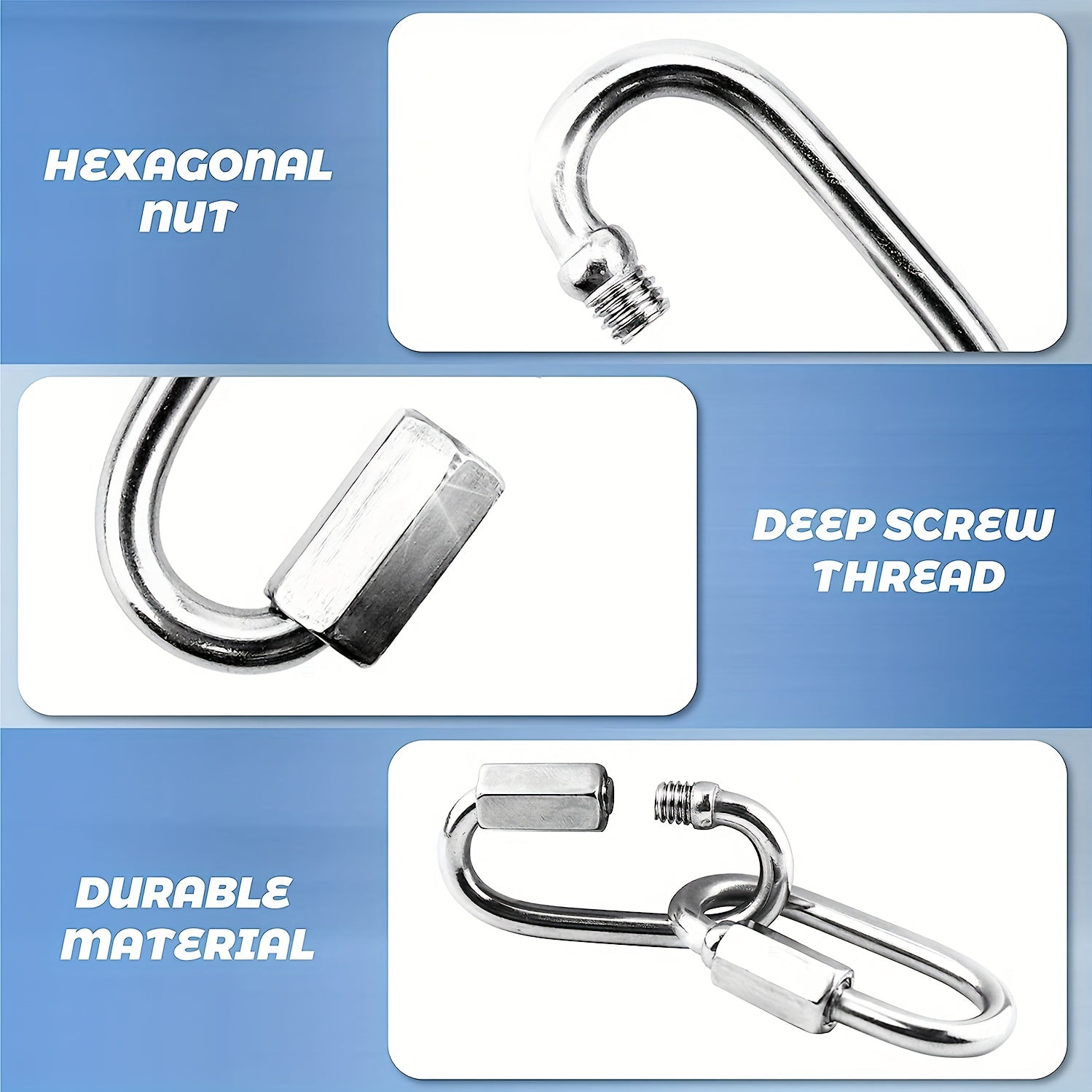4pcs Stainless Steel Carabiner 2 54 20 32 Cm D Shaped Metal Buckle Keychain