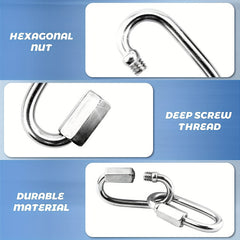 4pcs Stainless Steel Carabiner 2 54 20 32 Cm D Shaped Metal Buckle Keychain