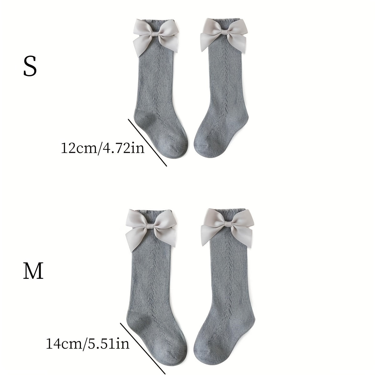 Girls Cotton Big Bow Decor Knee High Socks