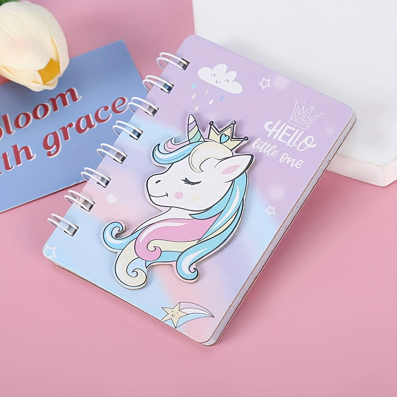 4 Colors 3D Unicorn Loose Leaf Notebook Set - Pink Purple Green Heart Journaling