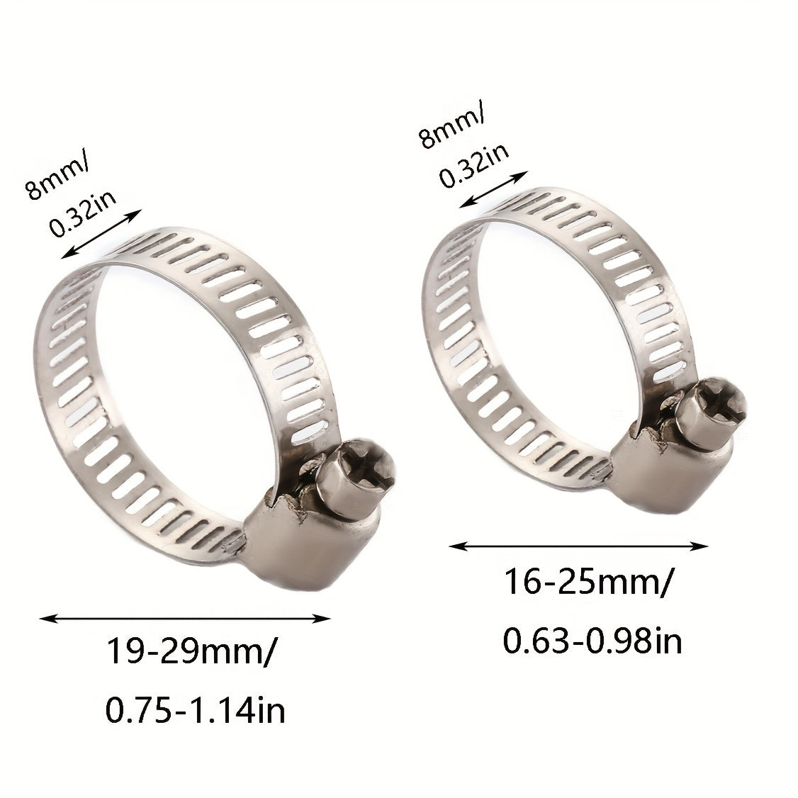 10pcs Stainless Steel Hose Clamp For Water Gas Automotive Mechanical Hose