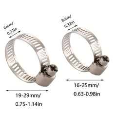 10pcs Stainless Steel Hose Clamp For Water Gas Automotive Mechanical Hose