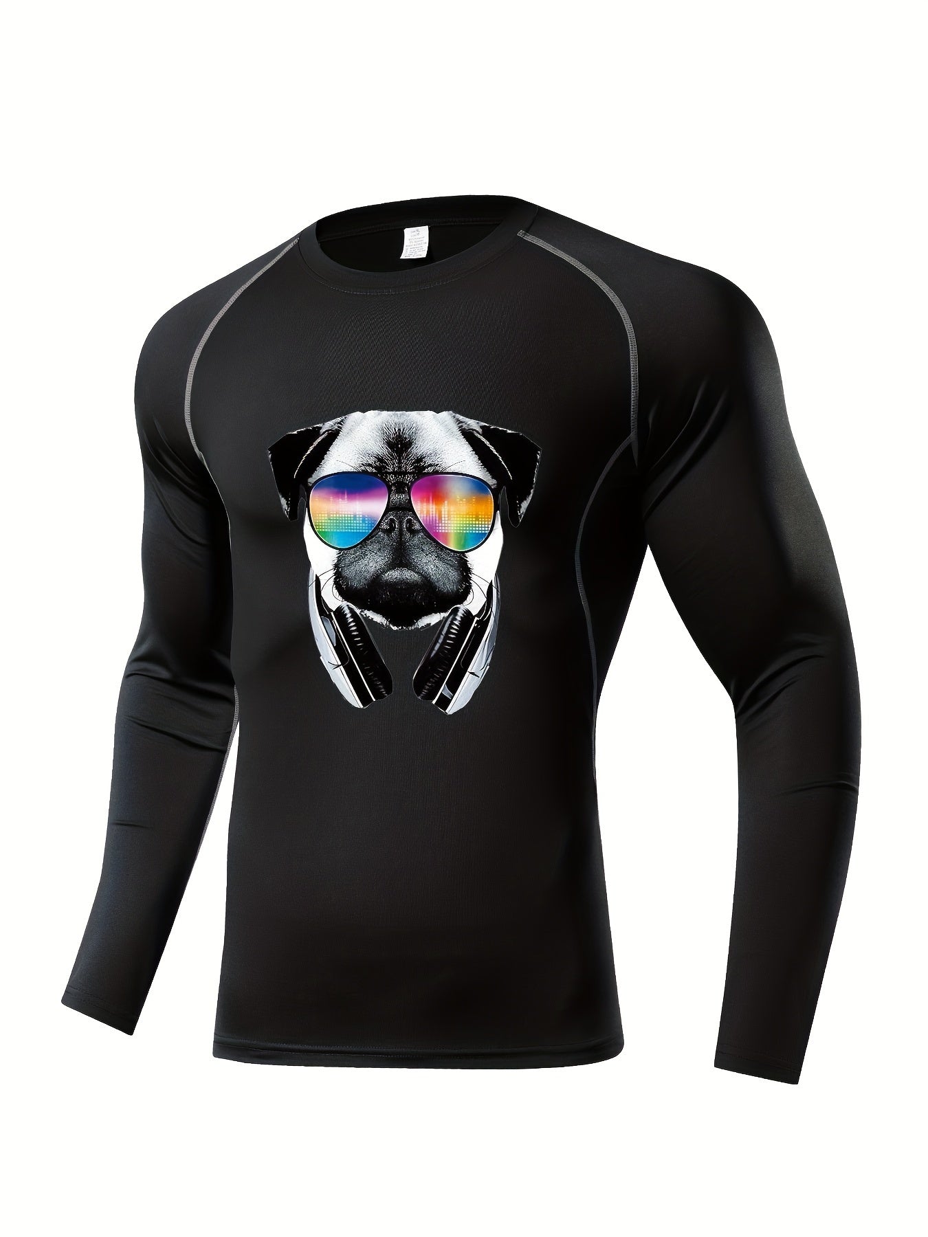 Skeleton Pattern Compression Shirt Men's Long Sleeve Athletic Baselayer