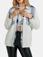 Plaid Print Button Front Jacket Long Sleeve Casual Jacket