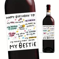 6pcs Birthday Wine Labels Funny Bday For Bestie Friends