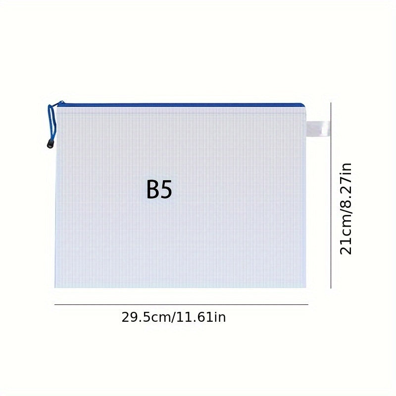 Transparent A4 Grid File Bag with Zipper Closure