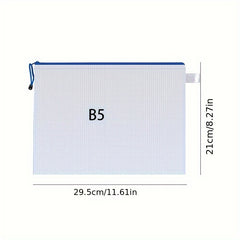 Transparent A4 Grid File Bag with Zipper Closure
