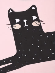 Kid's 2pcs Pajamas Cartoon Cat Print Set
