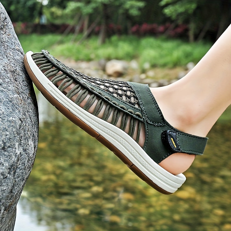Men's Mesh Knitted Closed Toe Sandals Durable Non Slip Outdoor Sandals