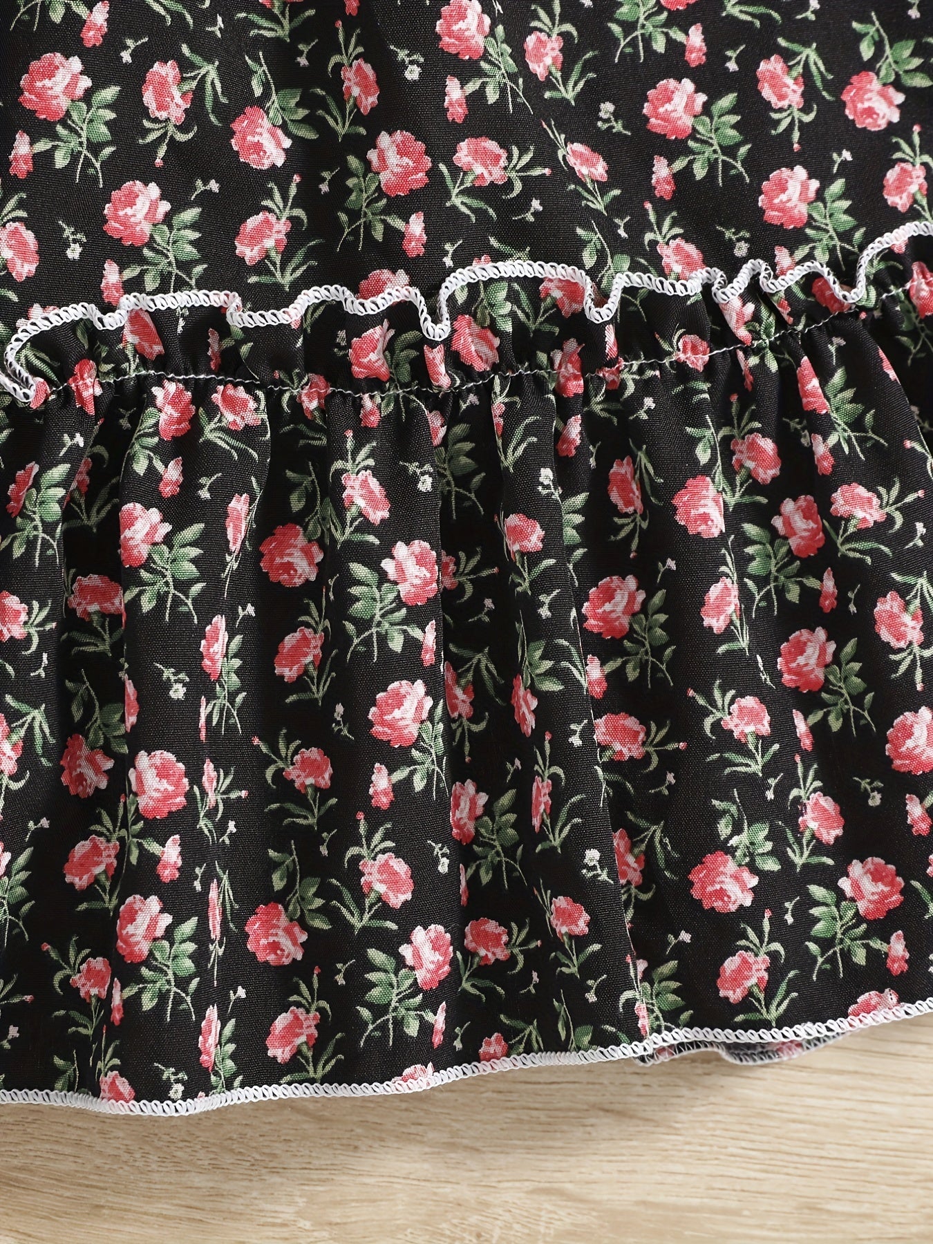 Kid Girls Floral Summer Dress Square Neck A line Princess Dress