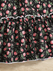 Kid Girls Floral Summer Dress Square Neck A line Princess Dress