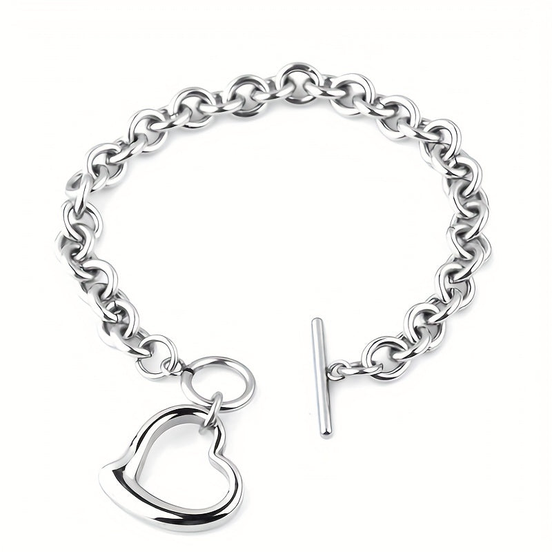 Heart Pendant Bracelet & Necklace Set - Fashionable Combo