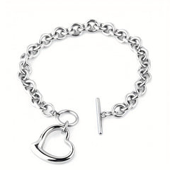 Heart Pendant Bracelet & Necklace Set - Fashionable Combo