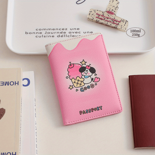 Cartoon Passport Holder With Card Slots Ticket Holder