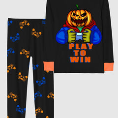 2pcs Halloween Pajamas Set for Kids Long Sleeve Top & Pants Boy's Loungewear