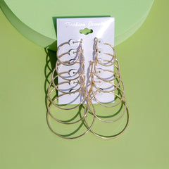Metal Earrings Set Golden Silver Various Sizes Girls