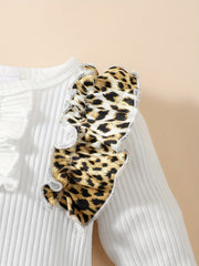 Baby Girl Leopard Print Romper Trousers Set